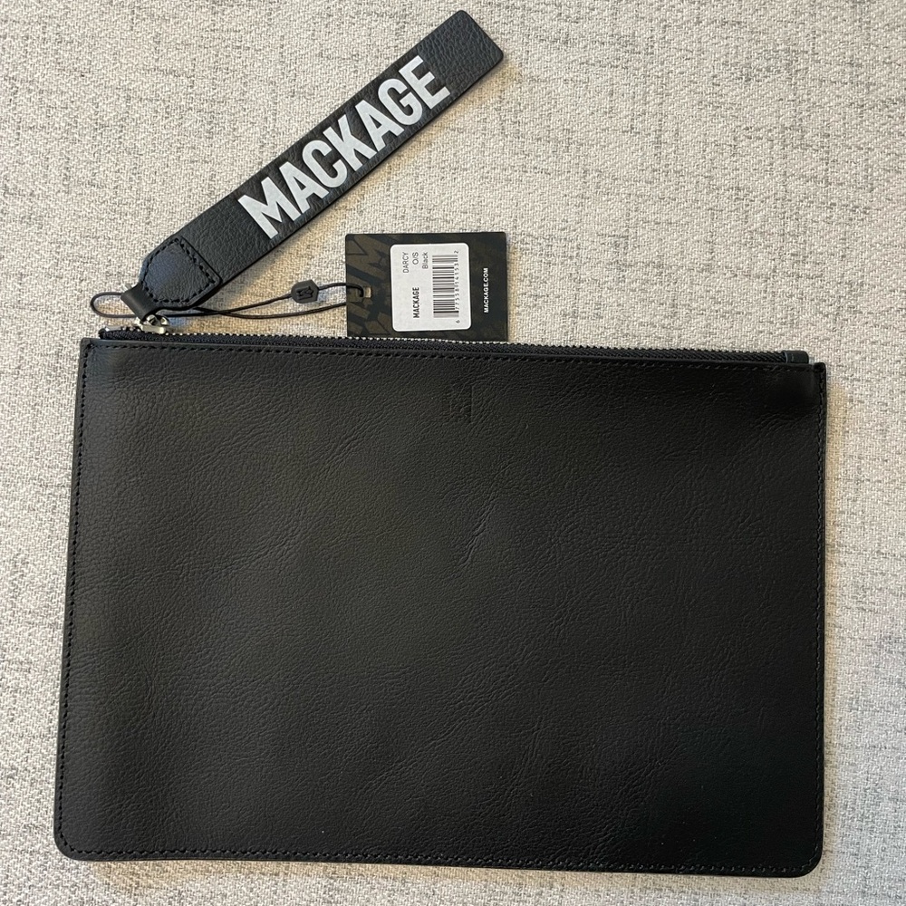 NWT Mackage Darcy black leather pouch clutch